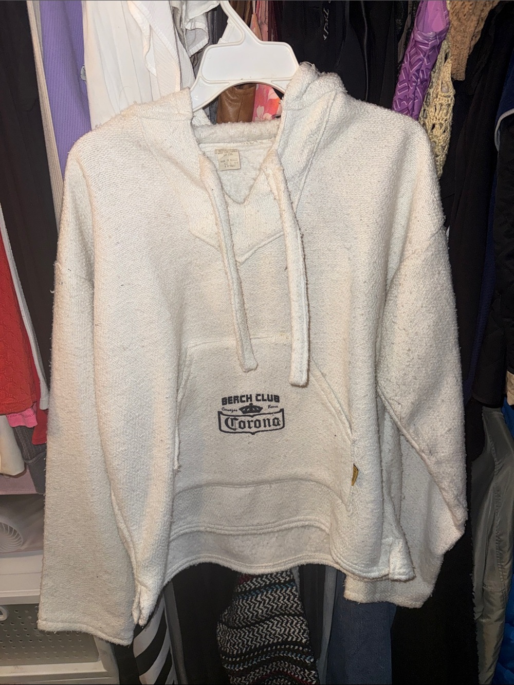Corona Cream Hooded Pullover Sweater (Rasta style material super comfy!)